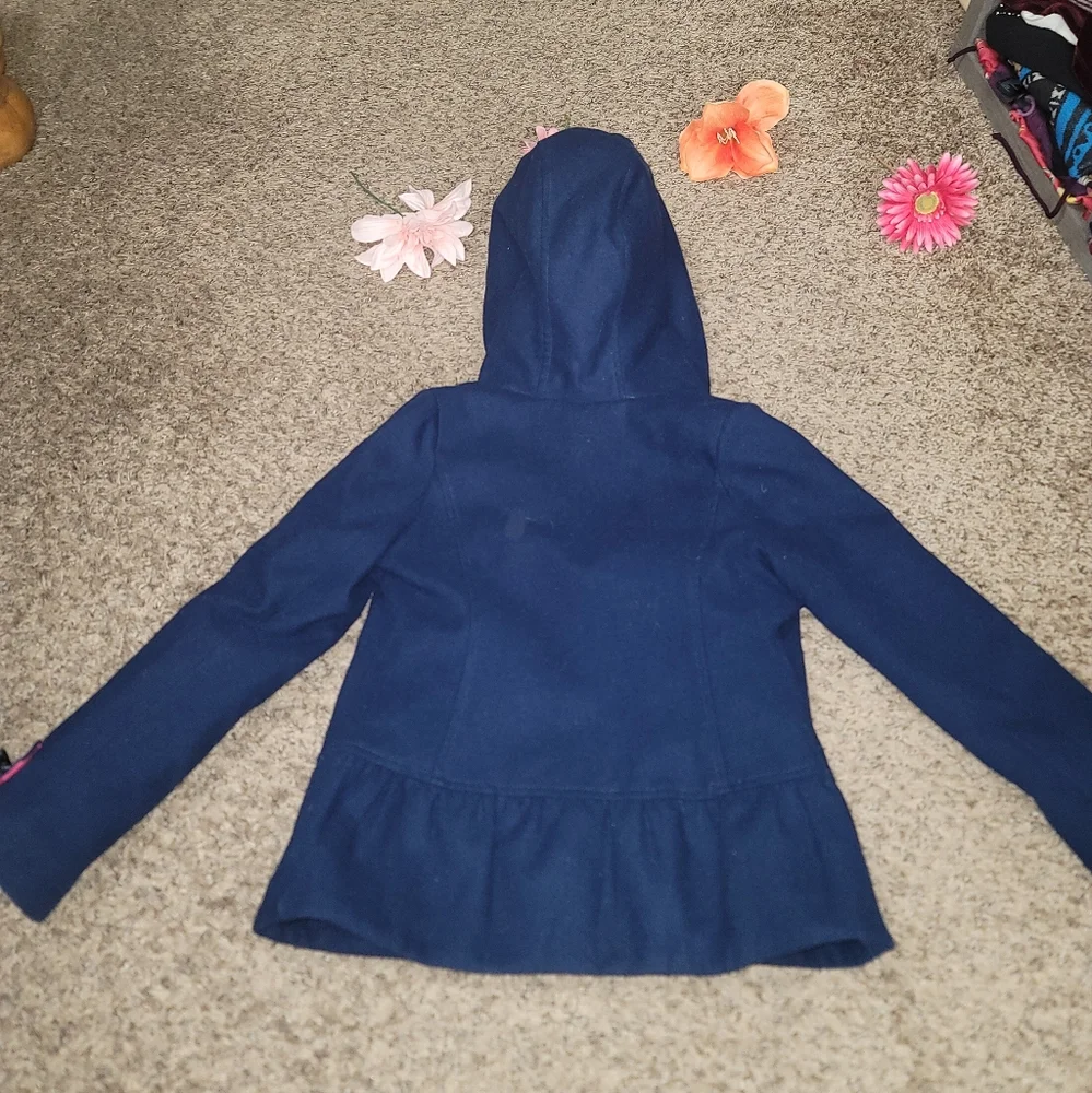 London Fog Ruffle trench Coat for toddler good condition color dark blue